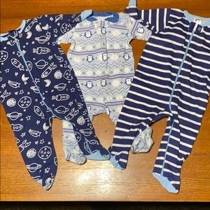 Three footie jammies